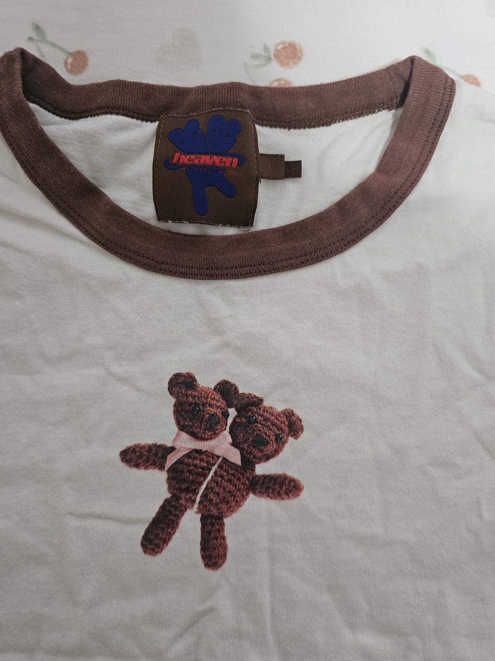 Brown Ringer T-Shirt with Twin Bear Print